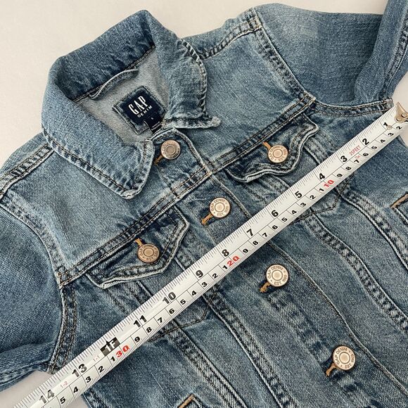 ~ Gap Kids S Jean Jacket Snaps Medium Wash Pockets Denim Cotton Blue Soft Unisex - Picture 8 of 15